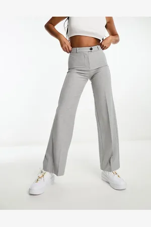 Bershka Wide leg tailored trousers in washed