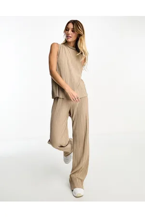 VERO MODA Plisse trouser co-ord in stone