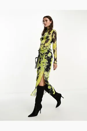 Object Lettuce edge maxi skirt co-ord in mixed lime print