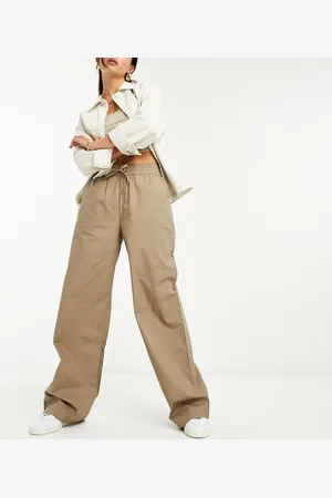NA-KD Elastic waistband baggy trousers in khaki