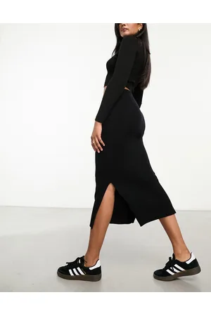 Pieces® Knitted midi skirt in