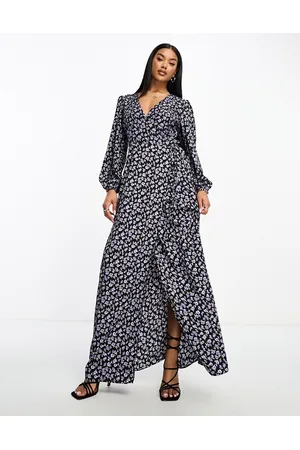 Glamorous Wrap maxi dress in purple bud floral