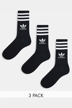 adidas 3 pack mid cut socks in black