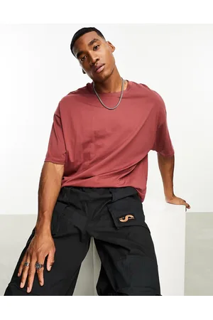 ASOS Design Oversized T-Shirt in Burgundy with New York City print-Red