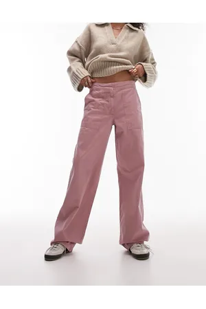 Topshop Low rise washed straight leg trouser in rose