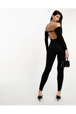 Simmi London Simmi bardot open back knitted jumpsuit in