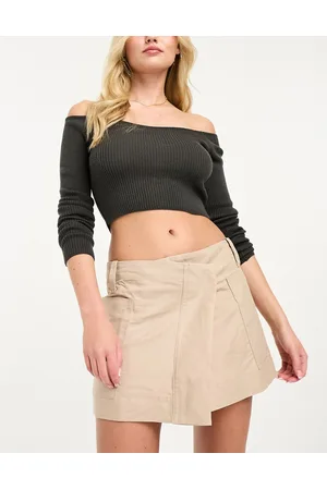 MANGO Cross over skirt in beige