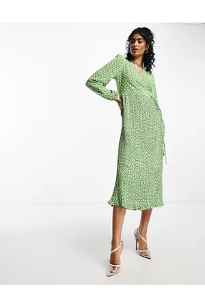 Y.A.S Y.A.S pleated skirt midi dress in abstract print