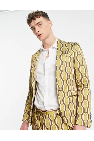 Twisted Tailor 70s swirl sateen suit jacket in