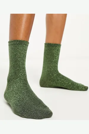 Pieces® Glitter socks in olive