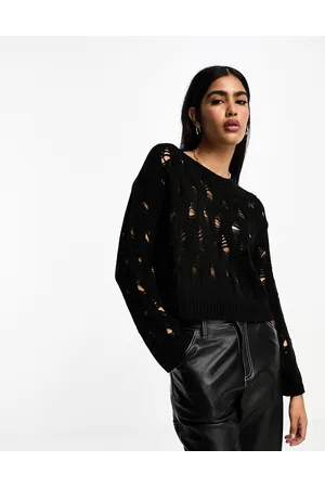 Stradivarius Destroyed open knit jumper in