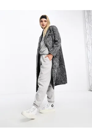 Urban Revivo Longline fluffy tailored coat in heather