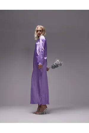 Topshop Seamed long sleeve midi dress in lilac