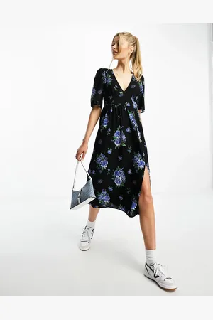 Monki Short sleeve midi dress with floral print in