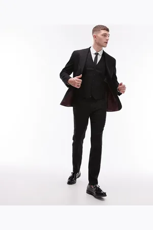 Topman Skinny textured suit trousers in