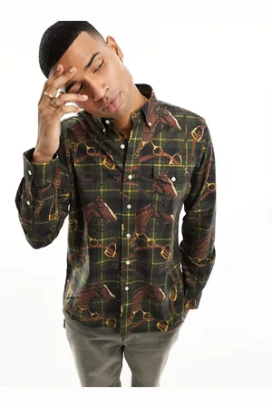 Ralph Lauren Large horse print classic oversized fit oxford shirt in