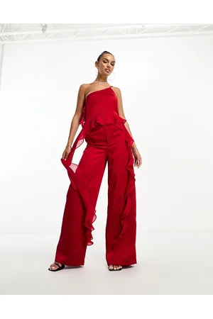 Kaiia Chiffon ruffle wide leg trouser co-ord in