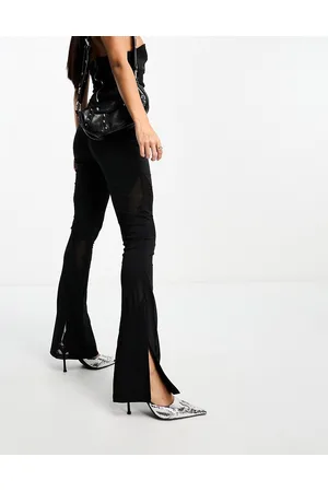 Kaiia Mesh insert flared split leg trousers in