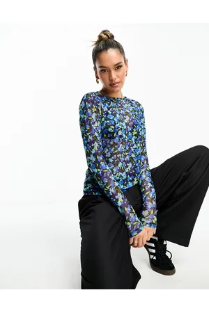Y.A.S Y.A.S mesh long sleeve top in floral print