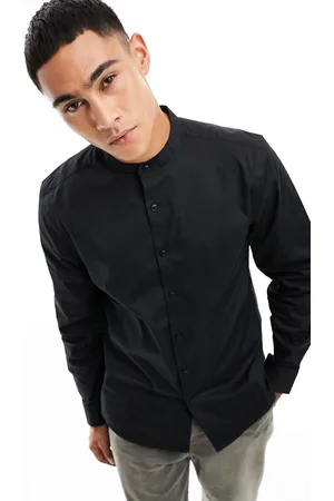 New Look Long sleeve grandad shirt in