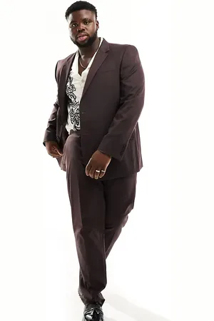 River Island River Island Big & Tall twill suit trousers in