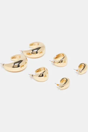 ASOS Pack of 3 hoop earrings with wide sleek design in tone