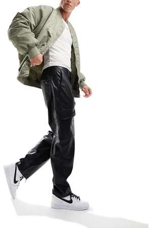 Bershka Faux leather cargo trouser in exclusive to ASOS