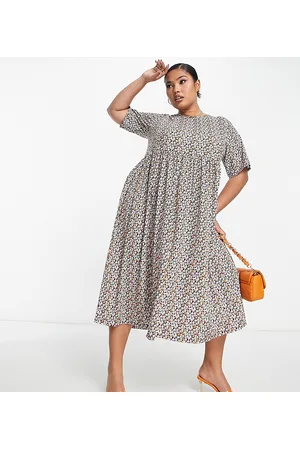 Yours Smock midi dress in ditsy floral
