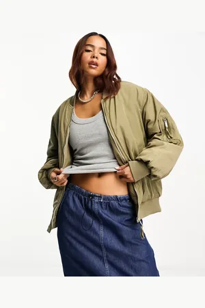 Pimkie Oversized bomber jacket in moss