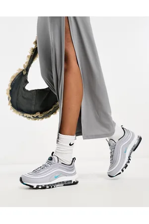 Nike Air Max 97 satin trainers in silver and teal