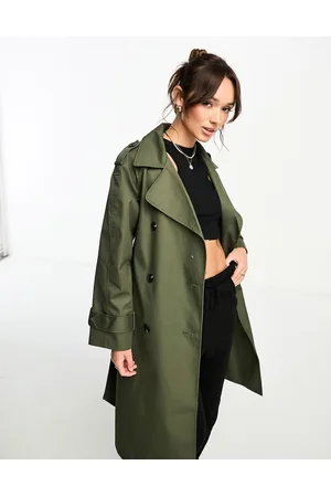 ASOS Longline trench coat in dark khaki