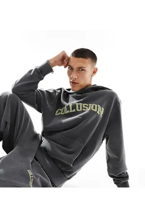 COLLUSION Unisex Logo Hoodie in Off-White