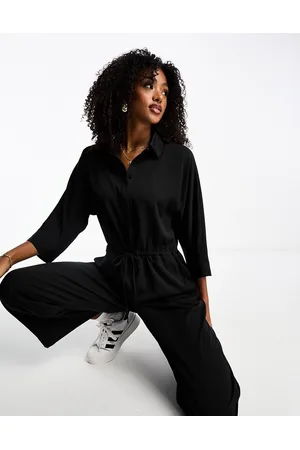 Monki Long sleeve jumpsuit with collar in