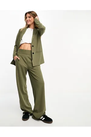 JDY Wide leg tailored trousers co-ord in khaki