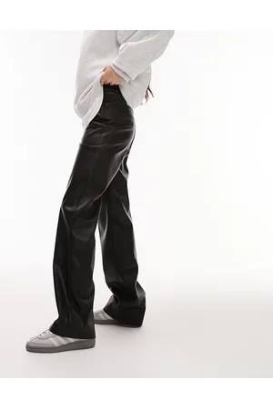 Topshop Faux leather straight leg trouser in