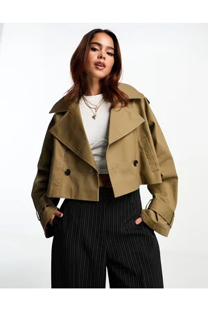 ASOS Cropped trench coat in olive
