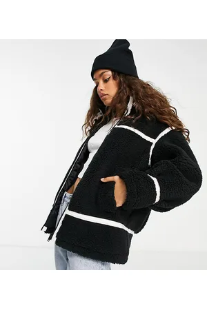 Miss Selfridge Petite faux fur aviator oversized coat in