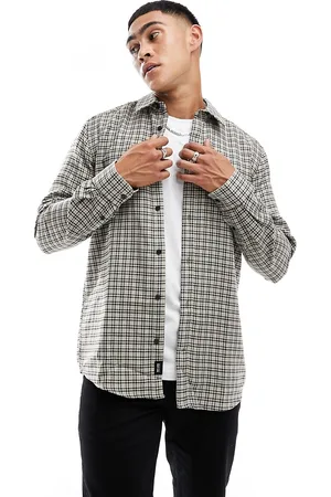 Only & Sons Herringbone check shirt in beige
