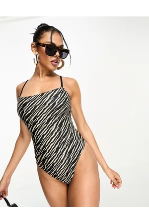 Hunkemöller Zebra high leg swimsuit in zebra print