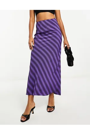 Glamorous Midi slip skirt in purple optical print