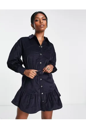 ASOS DESIGN short sleeve ponte mini dress with pep hem in black
