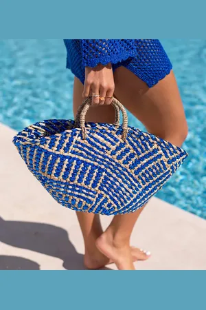 South Beach X Misha Grimes woven straw basket bag in