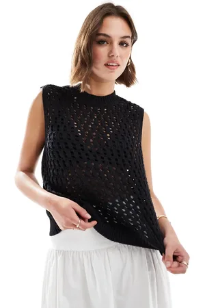 MANGO Crochet sleeveless top in