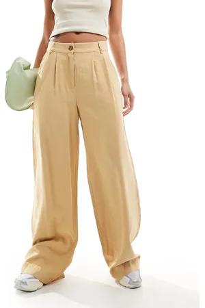VERO MODA Aware wide leg pleated trousers in camel
