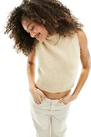 New Look Knitted tabard vest in oatmeal