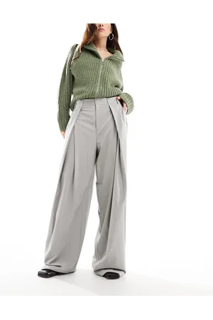 Bershka Wrap over tailored trousers in stone