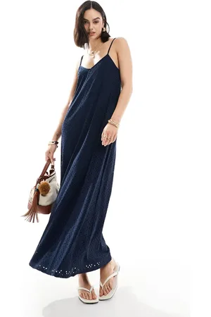 VERO MODA V neck broderie jersey maxi dress in