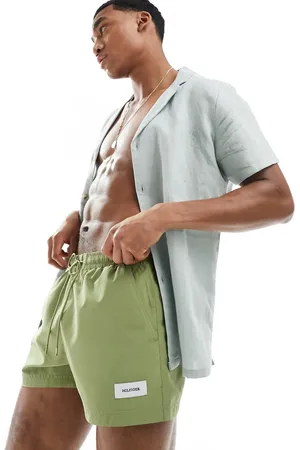 Tommy Hilfiger Monotype short drawstring label swim short in olive