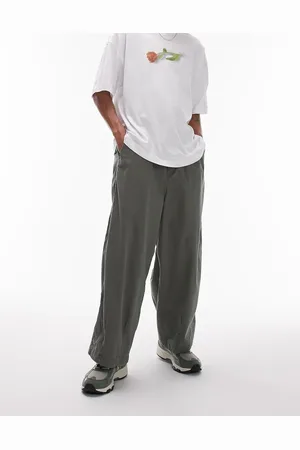 Topman Wide leg cropped trousers in khaki
