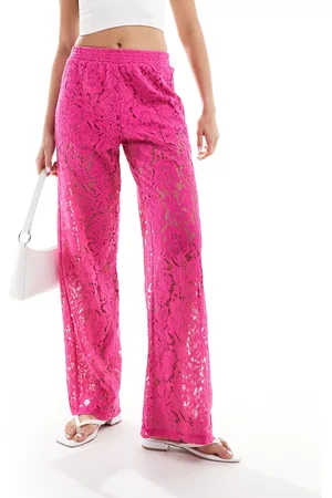 JDY Wide leg cut lace trousers in
